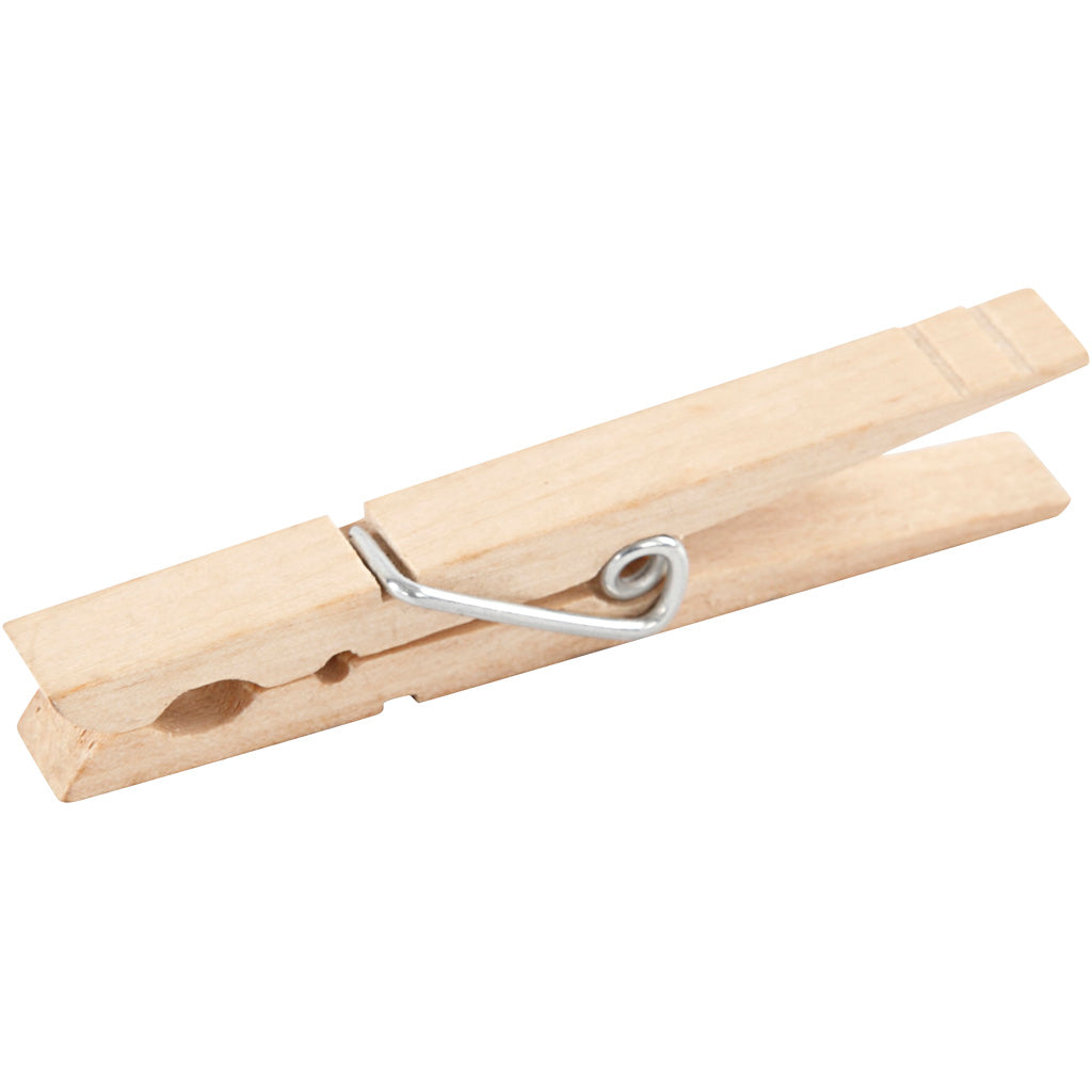 Clothes Pegs, L: 80 mm, W: 10 mm, birch 