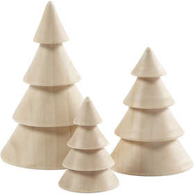 Kerstboom, H: 5+7,5+10 cm, 3,5+5,4+6,7 cm - 3 st