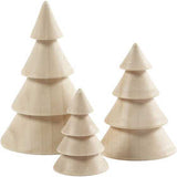 Kerstboom, H: 5+7,5+10 cm, 3,5+5,4+6,7 cm - 3 st