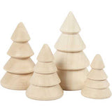 Kerstboom, H: 3,3+4,3+5,3+6,3 cm, 2,3+3+3,2+4 cm - 4 st