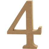 Nummer, 4, H: 13 cm, 2 cm, mdf - 1 st