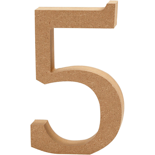 Number 5, H: 13 cm, thickness 2 cm, MDF 
