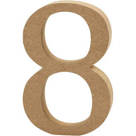 Nummer, 8, H: 13 cm, 2 cm, mdf - 1 st