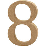 Nummer, 8, H: 13 cm, 2 cm, mdf - 1 st