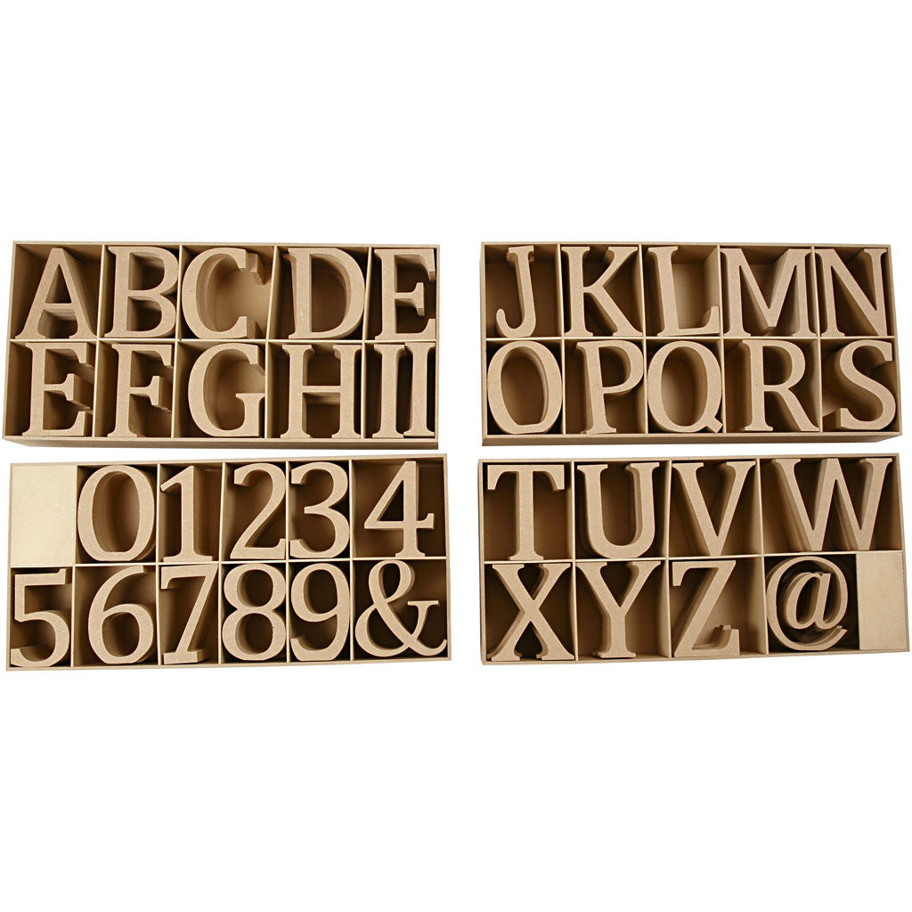 Houten Letters, Nummers en Symbolen, H: 13 cm, 2 cm, mdf - 160 st