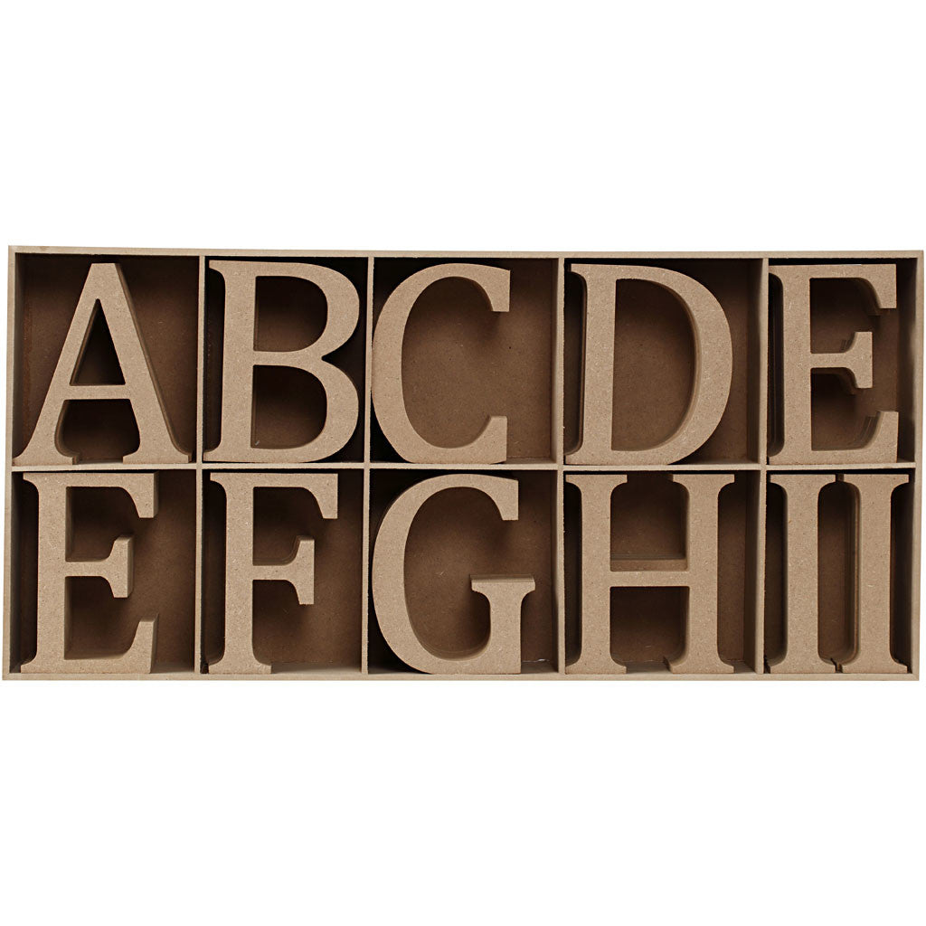 Houten Letters, Nummers en Symbolen, H: 13 cm, 2 cm, mdf - 160 st