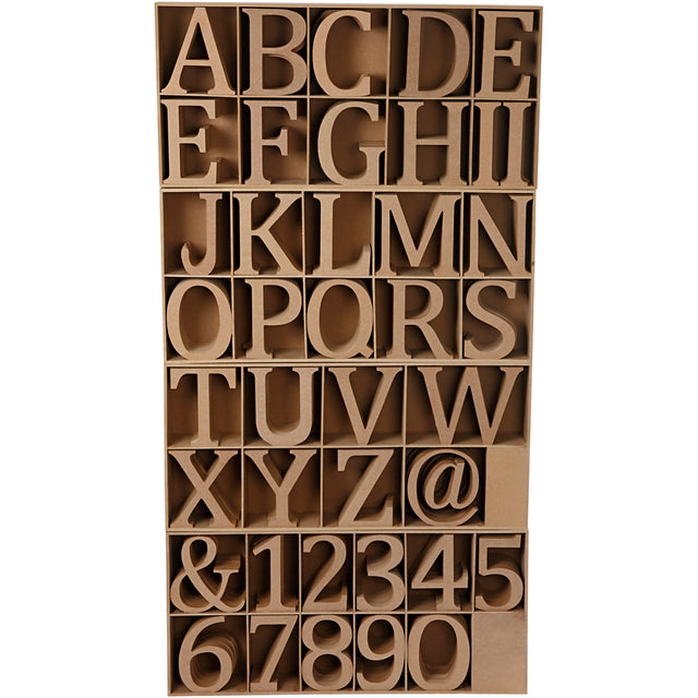 Wooden Letter Numbers and Symbols, including free wooden display, H: 13 cm, thickness 2 cm, MDF 