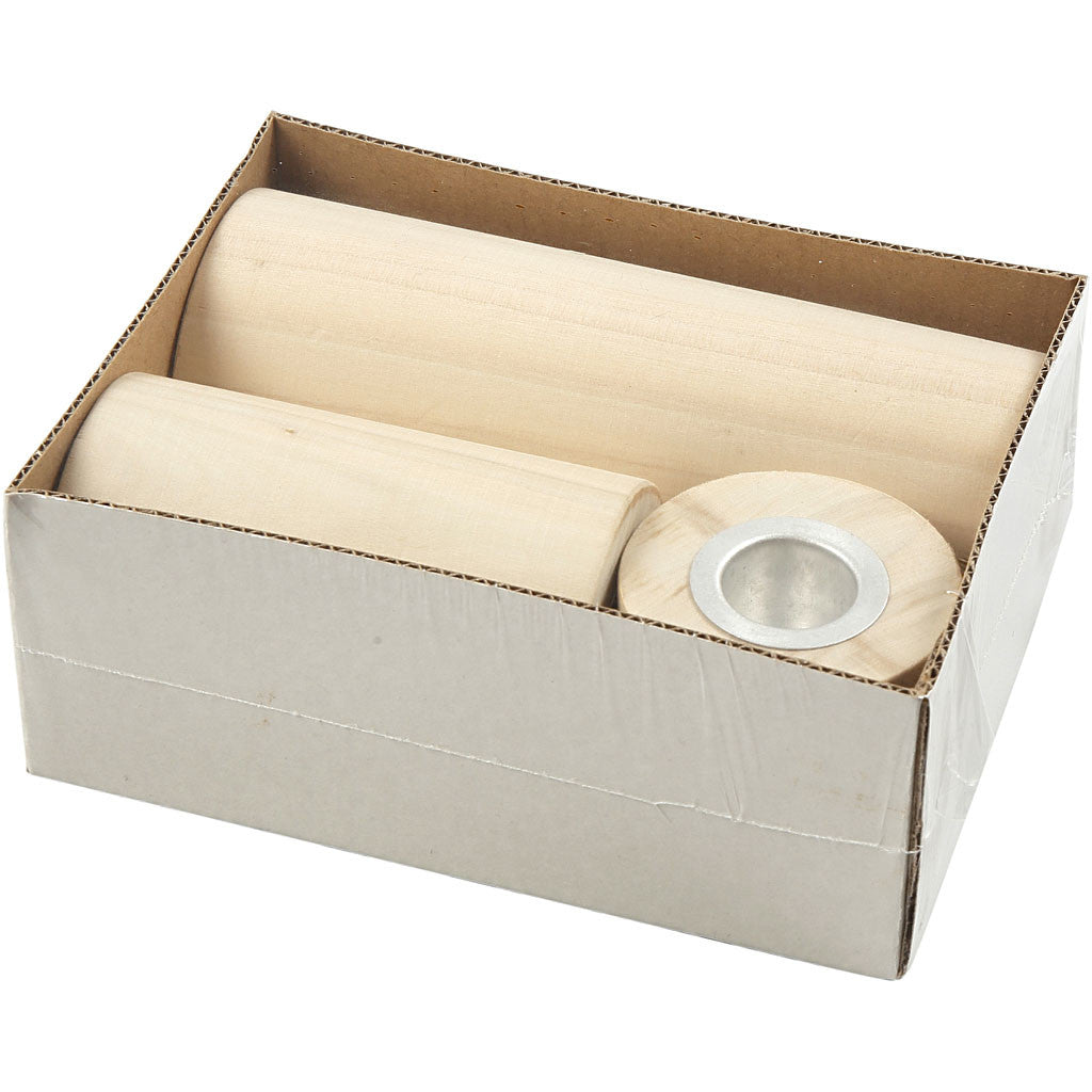 Houten Kaarsenhouder 145x90x65 mm - D: 23 mm Populier Hout - 3 st
