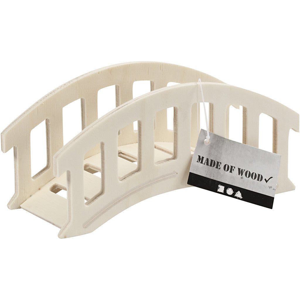 Houten Deco brug 15x6x7 cm - 1 st