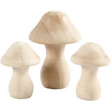 Houten Paddestoelen, 3,3+4,5 cm - 3 st