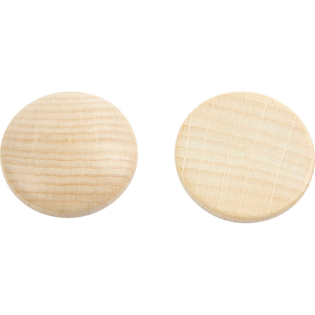 Wooden buttons, D: 30 mm, thickness 6 mm, china berry 