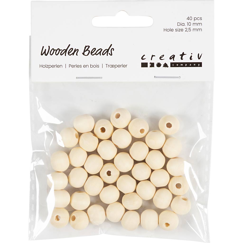 Wooden Bead, D: 10 mm, hole size 2.5 mm, china berry 