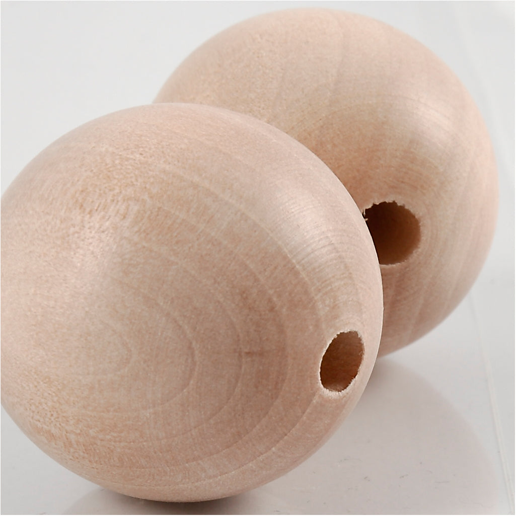 Wooden Bead, D: 35 mm, hole size 6 mm, china berry 