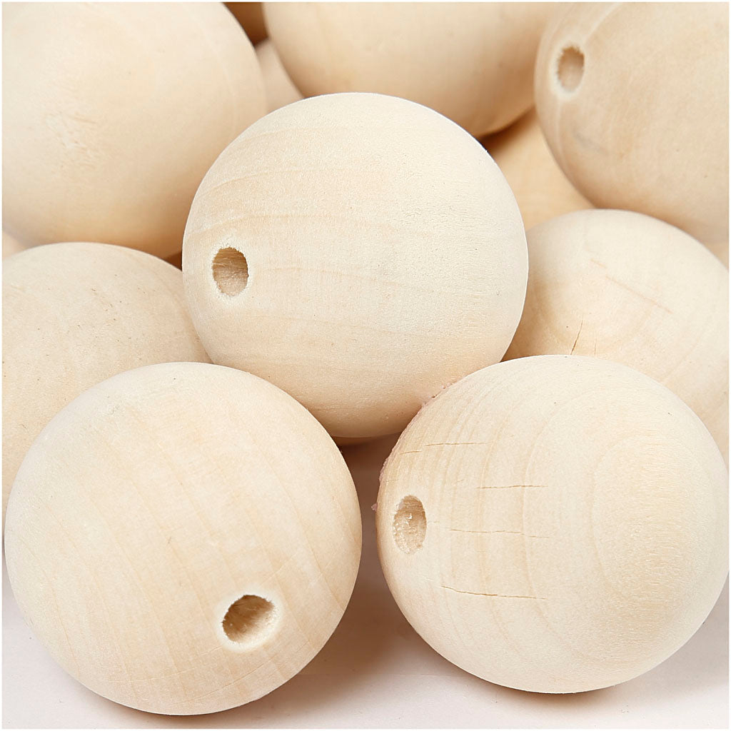 Wooden Bead, D: 35 mm, hole size 6 mm, china berry 