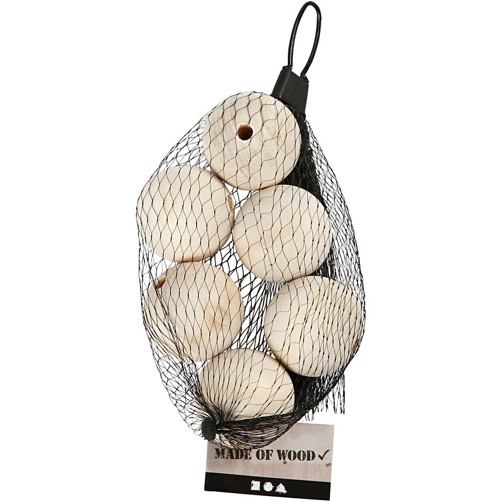 Houten kralen, 40 mm, 7 mm - 6 st