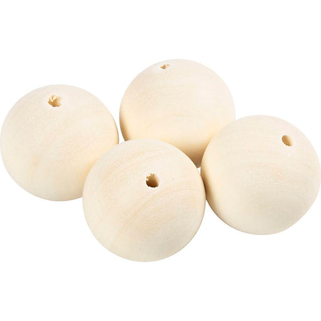 Wooden Bead, D: 50 mm, hole size 8 mm, grass wood 