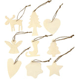 Houten Ornament, Kerst, 7-8 cm, plywood - 72 st