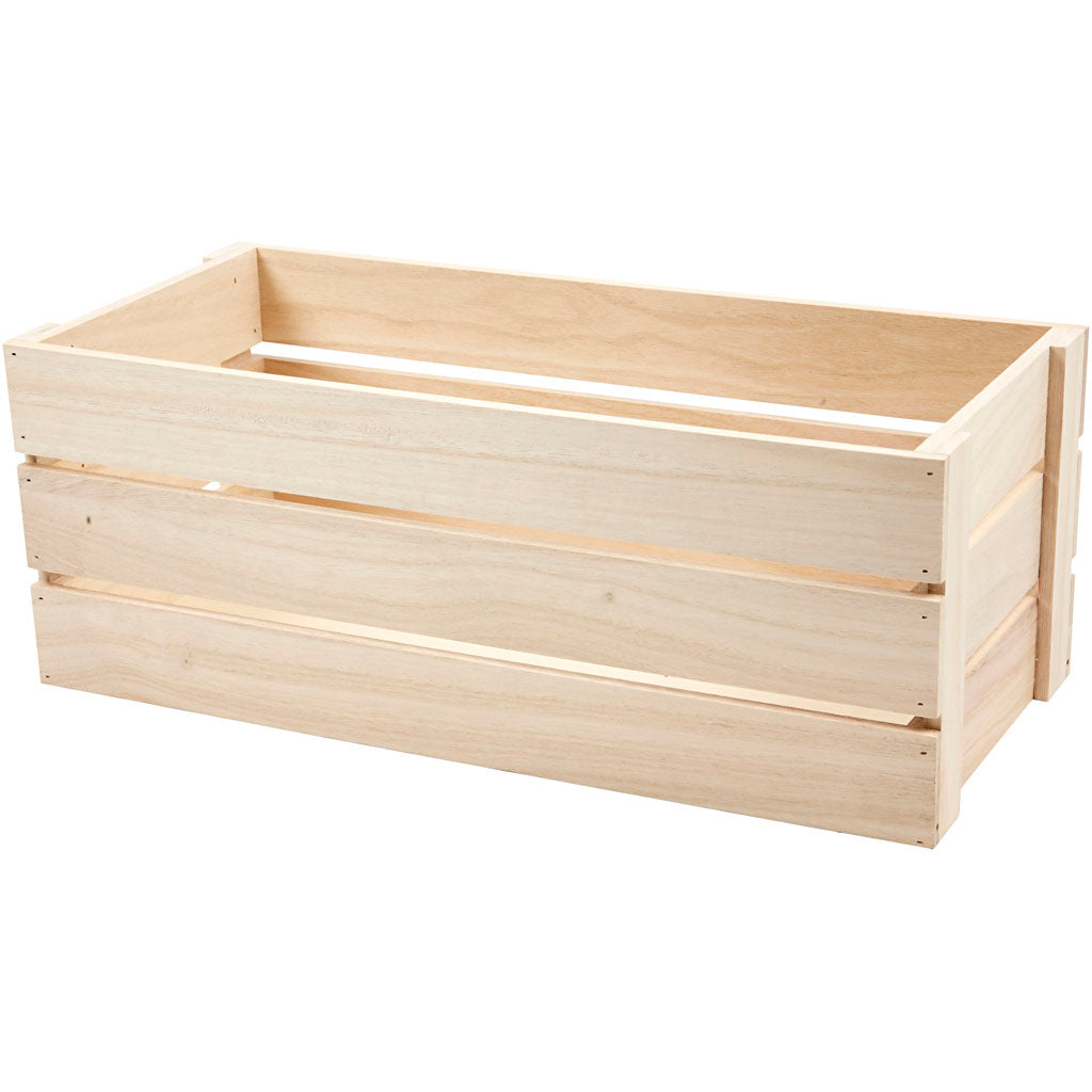 Houten Appel kist, H: 17 cm, 45x20 cm, paulownia - 1 st