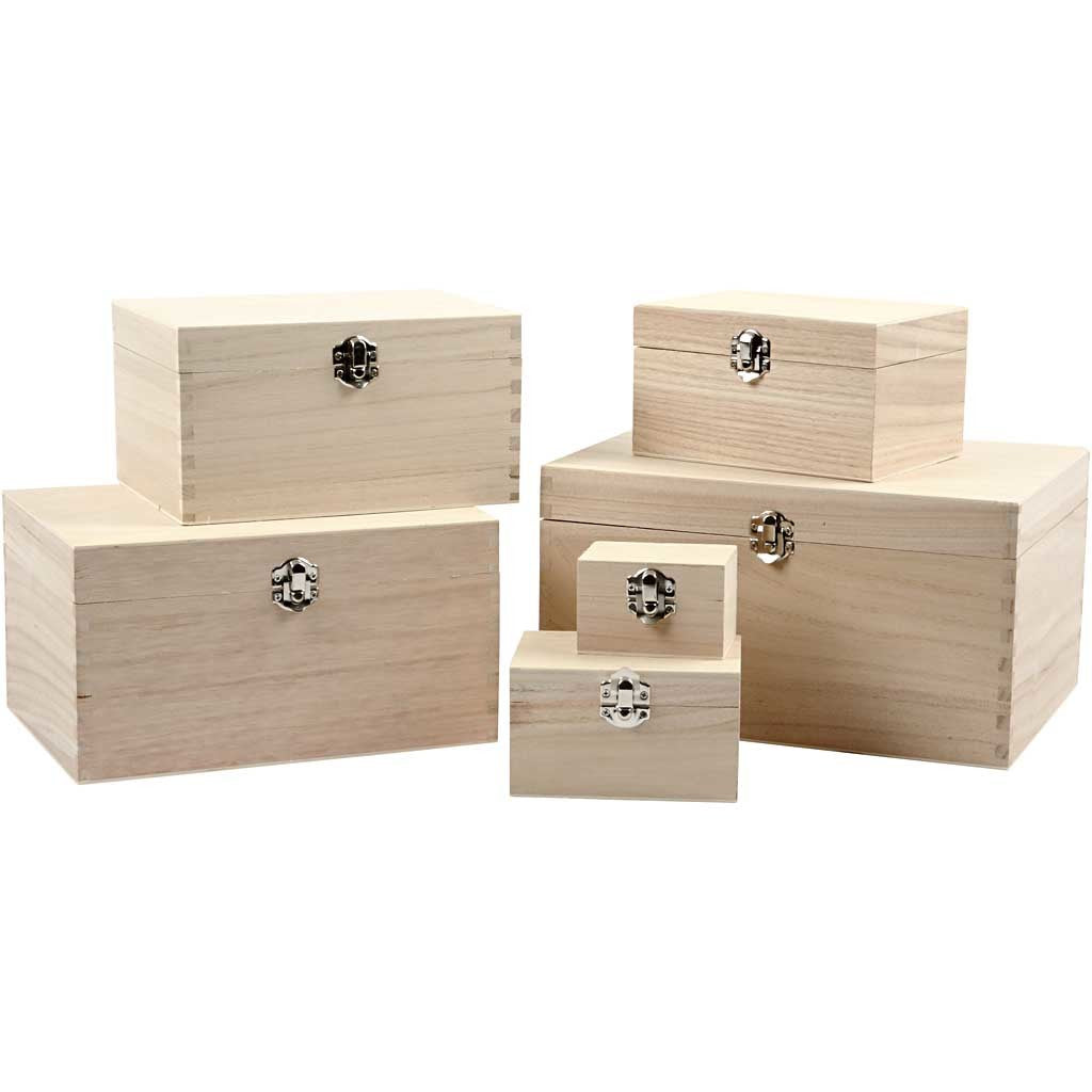 Set houten dozen, Keizerin boom - 6 st