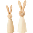 Wooden Rabbits, H: 12+14 cm, depth 3,5+4 cm 
