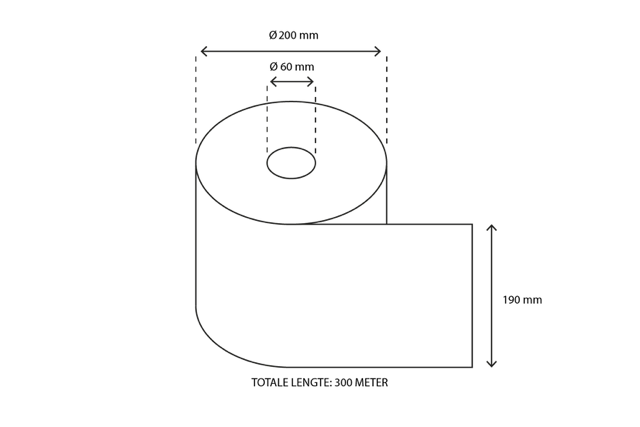 Handdoekrol Midi 1 laags 300 meter recycled - 6 stuks