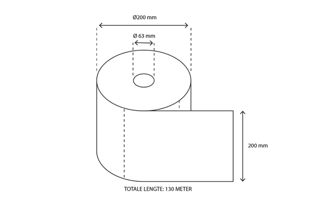 Handdoekrol Midi 2 laags 150 meter Ø190 mm 100% cellulose T9 - 6 stuks