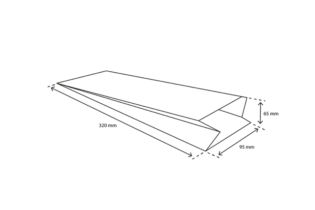 Snackzakken papier 95x65x320 mm wit 45gr - 1.800 stuks