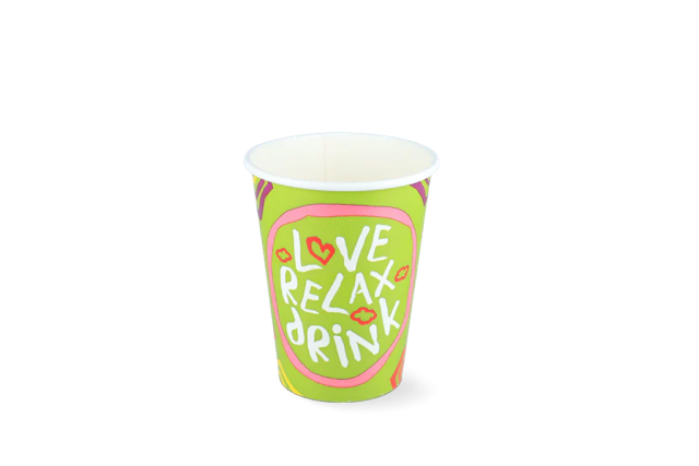 Milkshake cup Carton small 360ml Ø90 mm 12oz green FSC®Mix 