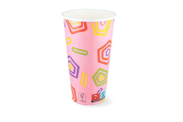 Milkshakebeker karton groot 560ml Ø90 mm 20oz roze FSC® - 500 stuks