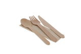 Houten bestekset 4/1 mes + vork + lepel + servet FSC - 250 stuks
