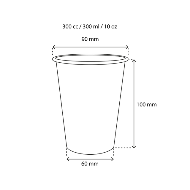 Koffiebeker karton 300cc 10oz Ø90 mm gestreept - 1.000 stuks