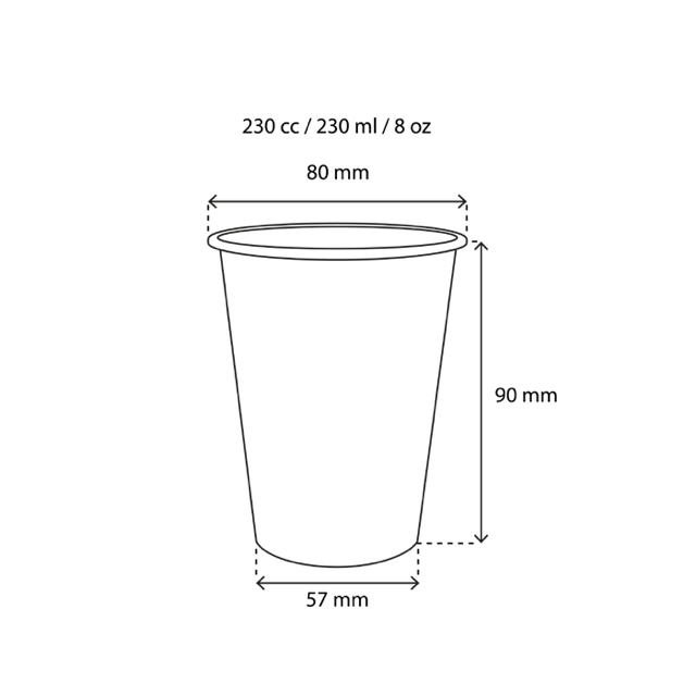 Koffiebeker karton 230cc 8oz Ø80 mm gestreept - 1.000 stuks