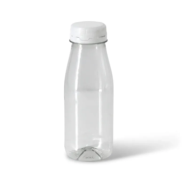 Flessen van gerecycled PET - 250 ml Transparant/Witte Deksel - 285 st
