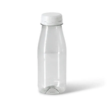 Flessen van gerecycled PET - 250 ml Transparant/Witte Deksel - 285 st