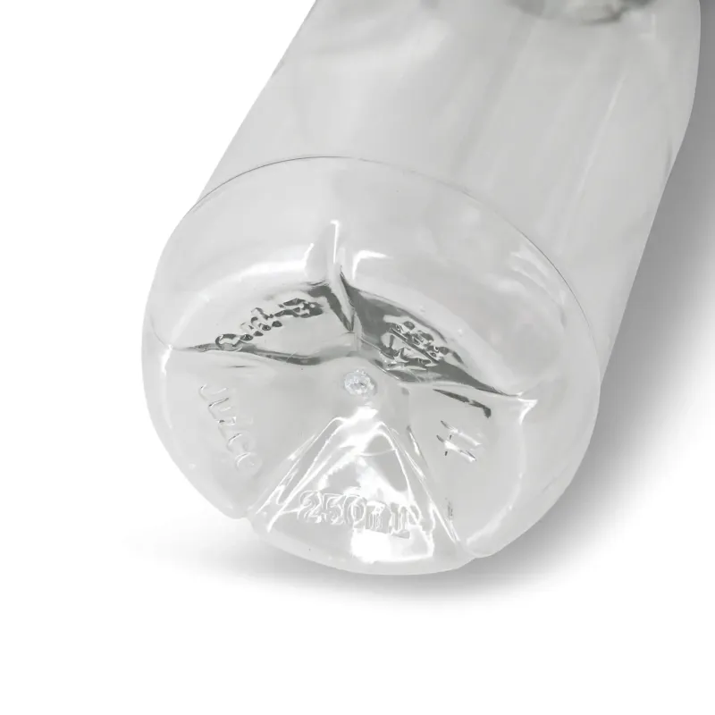 Flessen van gerecycled PET - 250 ml Transparant/Witte Deksel - 285 st