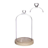 Glazen stolp met hartje, houten basis Ø14 h.24 cm - 1 stuk