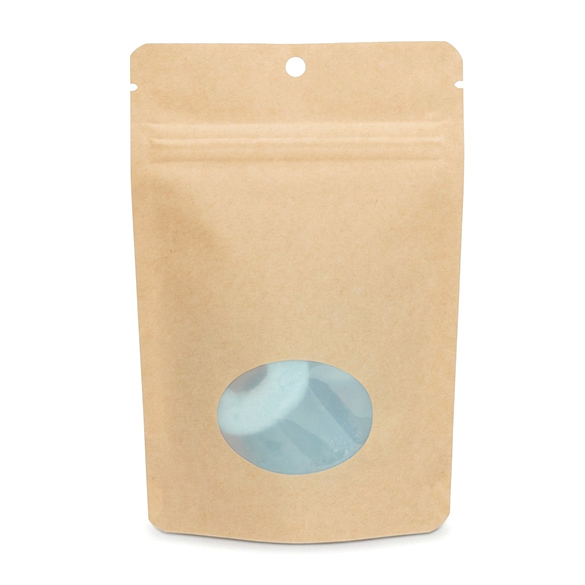 Kraft thuis composteerbare stazak met ovaal venster 10x6x15cm - 100 st