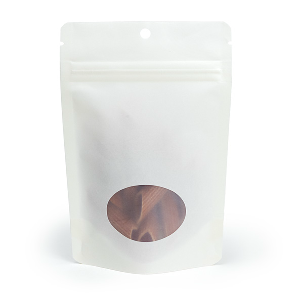 White Home Compostable Stand Up Pouch with Oval Window 10x6x15cm