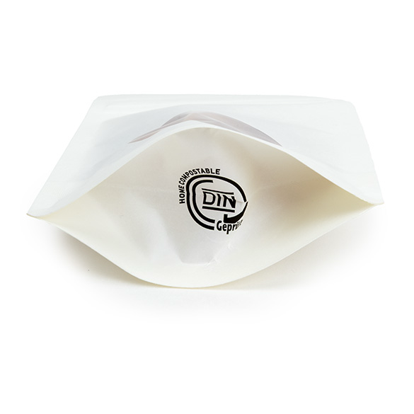Witte thuis composteerbare stazak met ovaal venster 10x6x15cm - 100 st