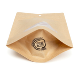 Kraft thuis composteerbare stazak met ovaal venster en pocket sluiting 13x8x20,5cm - 100 st
