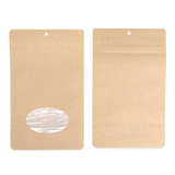 Kraft thuis composteerbare stazak met ovaal venster en pocket sluiting 13x8x20,5cm - 100 st