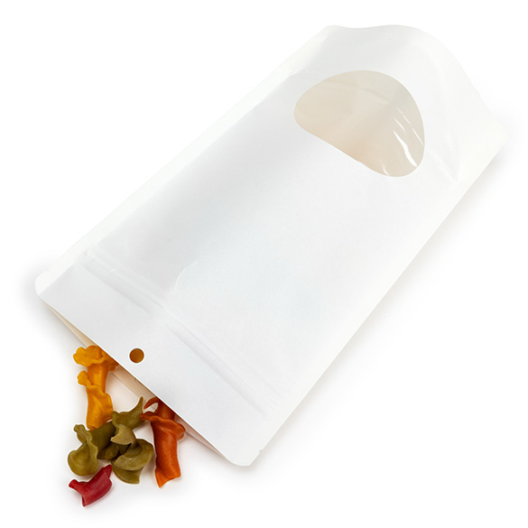 Witte thuis composteerbare stazak met ovaal venster 13x8x20,5cm - 100 st