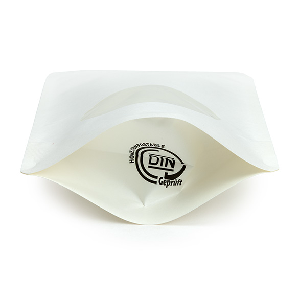 Witte thuis composteerbare stazak met ovaal venster 13x8x20,5cm - 100 st