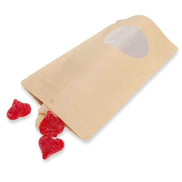 Kraft thuis composteerbare stazak met ovaal venster 15x9x23cm - 100 st