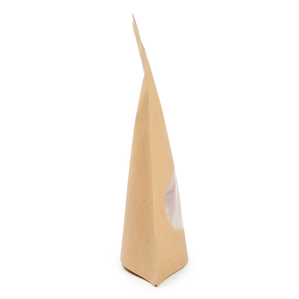 Kraft thuis composteerbare stazak met ovaal venster 15x9x23cm - 100 st