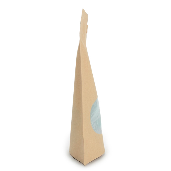 Kraft thuis composteerbare stazak met ovaal venster en pocket sluiting 15x9x23cm - 100 st