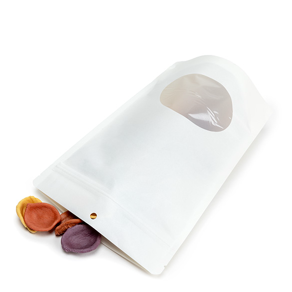 Witte thuis composteerbare stazak met ovaal venster 15x9x23cm - 100 st