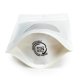 Witte thuis composteerbare stazak met ovaal venster 15x9x23cm - 100 st