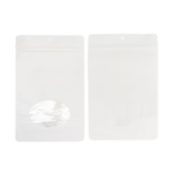 Witte thuis composteerbare stazak met ovaal venster 15x9x23cm - 100 st