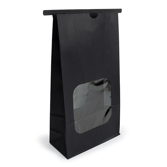 Blokbodemzakken Zwart met Sluiting en Venster 15,2x7x26,7cm - 100 stuks